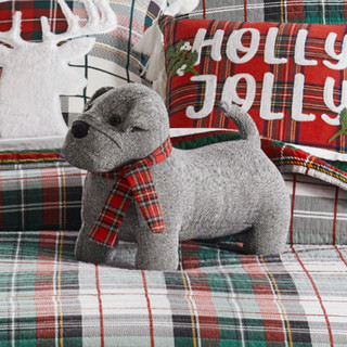 Thumbnail 2: Levtex Home Levtex Home Spencer Plaid Green Dog with Scarf Pillow 