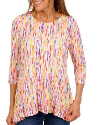 Thumbnail 1: Khakis & Co Khakis & Co Petite 3/4 Sleeve Print Top 