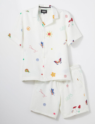 Thumbnail 1: MALIBU Malibu Mens 2 Pc Linen Like Dreamy Shorts Set 