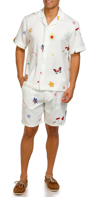 Thumbnail 5: MALIBU Malibu Mens 2 Pc Linen Like Dreamy Shorts Set 