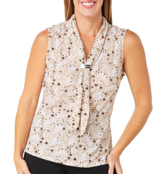 Thumbnail 1: ADRIENNE VITTADINI Adrienne Vittadini Womens Sleeveless Draped Scarf Top 