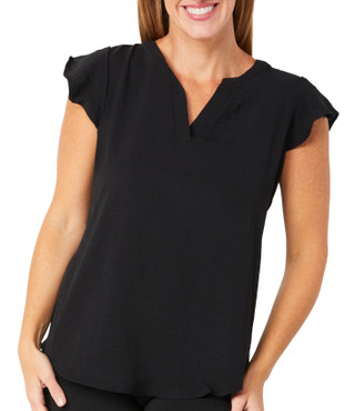 Thumbnail 2: Adrianna Papell Adrianna Papell Womens Short Sleeve Solid Flutter Top 