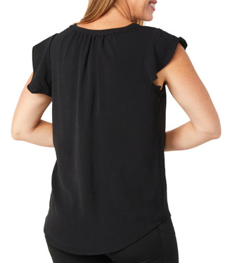 Thumbnail 3: Adrianna Papell Adrianna Papell Womens Short Sleeve Solid Flutter Top 
