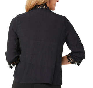 Thumbnail 2: Thomas & Olivia Thomas & Olivia Petite 3/4 Sleeve Lace Mock Collar Top 
