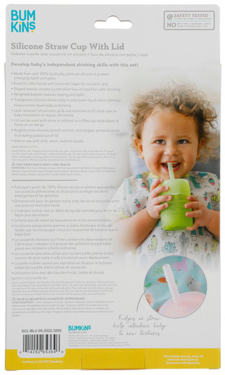 Thumbnail 2: BUMKINS Bumkins Baby Silicone Straw Cup with Lid Blue 