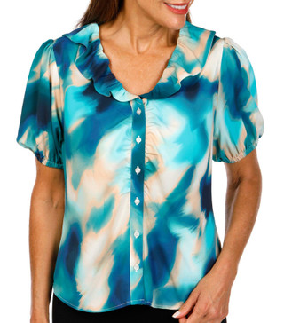 Thumbnail 1: Nicole Miller Nicole Miller Womens Short Sleeve Collard Button Down Top 