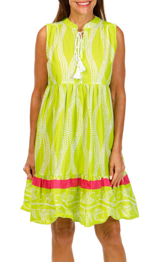 Thumbnail 4: Kaktus Kaktus Womens Sleeveless Tiered Print Tassel Dress 