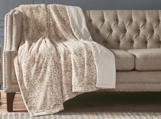 Thumbnail 3: Madison Park Madison Park Zuri Leopard Oversized Faux Fur Throw 