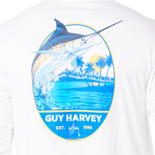 Thumbnail 2: Guy Harvey Guy Harvey Mens Long Sleeve Blue Hawaiian Tee 