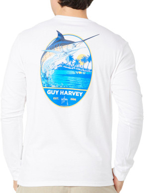 Thumbnail 3: Guy Harvey Guy Harvey Mens Long Sleeve Blue Hawaiian Tee 