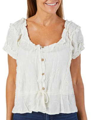 Thumbnail 1: Dear John Women's Jacquard Floral Peasant Top 