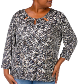 Thumbnail 1: Notations Notations Plus 3/4 Sleeve Print Top 
