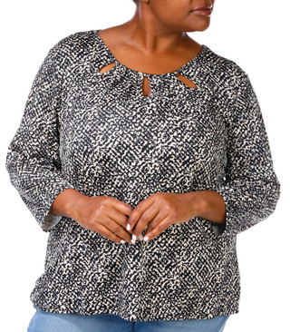 Thumbnail 4: Notations Notations Plus 3/4 Sleeve Print Top 