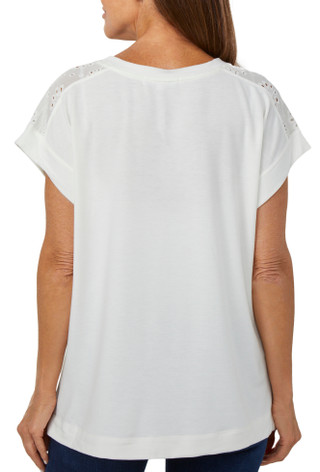 Thumbnail 2: BUNULU Bunulu Womens Solid Eyelet V-Neck Top 