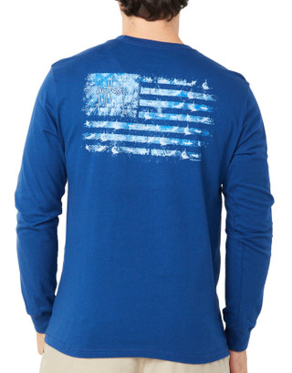 Thumbnail 3: Guy Harvey Guy Harvey Mens Long Sleeve Tonal USA Flag Tee 