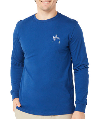 Thumbnail 1: Guy Harvey Guy Harvey Mens Long Sleeve Tonal USA Flag Tee 