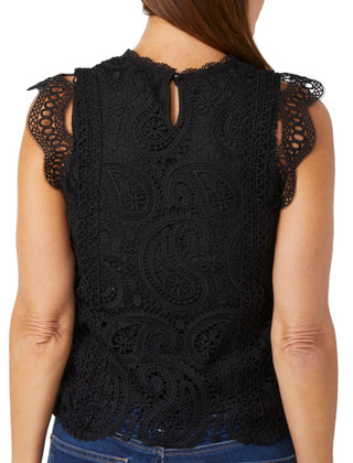 Thumbnail 2: Ellen Tracy Ellen Tracy  Flutter Sleeveless Lace Top 