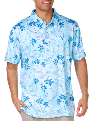 Thumbnail 4: YATTA GOLF Yatta Golf Mens Short Sleeve Sail Away Polo Shirt 