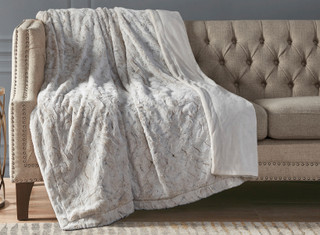Thumbnail 3: Madison Park Madison Park Zuri Snow Leopard Oversized Faux Fur Throw 