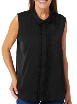 Thumbnail 1: Ellen Tracy Ellen Tracy Womens Button Down Embelished Top 
