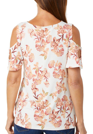 Thumbnail 2: Emaline Emaline Womens Floral Cold Shoulder Top 