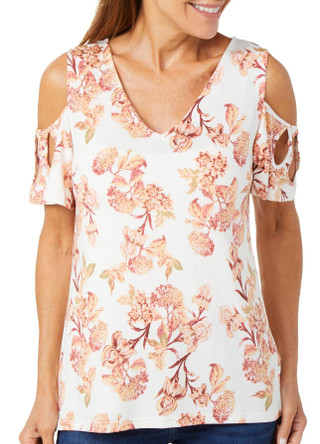 Thumbnail 1: Emaline Emaline Womens Floral Cold Shoulder Top 
