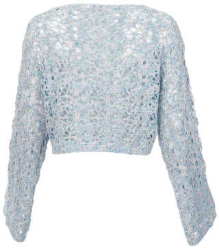 Thumbnail 2: LUSH Lush Juniors Long Sleeve Open Crochet Sweater 