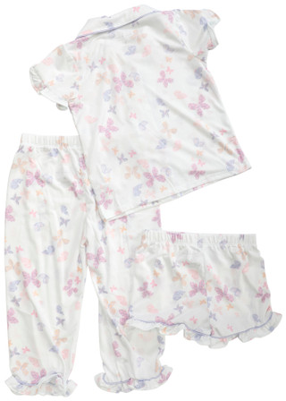 Thumbnail 2: Nicole Miller Nicole Miller Little Girls 3 Pc Pajama Pant & Short Set 