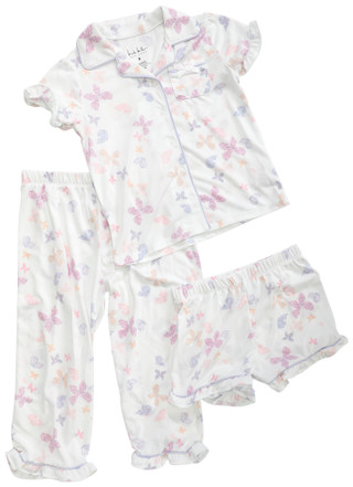 Thumbnail 1: Nicole Miller Nicole Miller Little Girls 3 Pc Pajama Pant & Short Set 