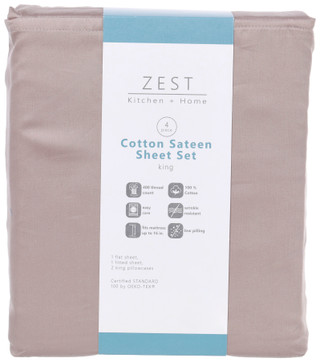 Thumbnail 4: Zest Kitchen + Home ZEST Kitchen + Home Cotton Sateen Sheet Set - Atmosphere 
