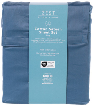 Thumbnail 9: Zest Kitchen + Home ZEST Kitchen + Home Cotton Sateen Sheet Set - Blue Mirage 