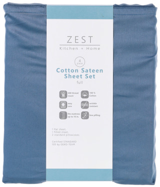 Thumbnail 2: Zest Kitchen + Home ZEST Kitchen + Home Cotton Sateen Sheet Set - Blue Mirage 