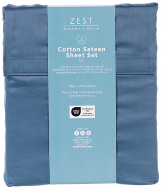 Thumbnail 10: Zest Kitchen + Home ZEST Kitchen + Home Cotton Sateen Sheet Set - Blue Mirage 