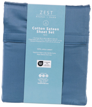 Thumbnail 11: Zest Kitchen + Home ZEST Kitchen + Home Cotton Sateen Sheet Set - Blue Mirage 