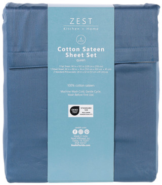Thumbnail 12: Zest Kitchen + Home ZEST Kitchen + Home Cotton Sateen Sheet Set - Blue Mirage 
