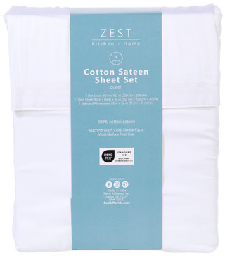 Thumbnail 9: Zest Kitchen + Home ZEST Kitchen + Home Cotton Sateen Sheet Set - Snow White 