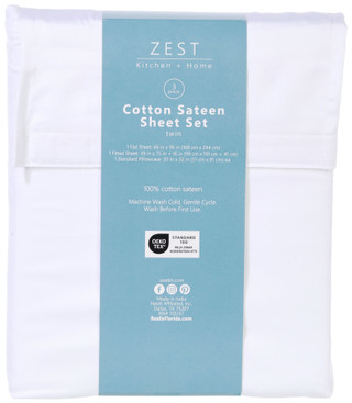Thumbnail 11: Zest Kitchen + Home ZEST Kitchen + Home Cotton Sateen Sheet Set - Snow White 