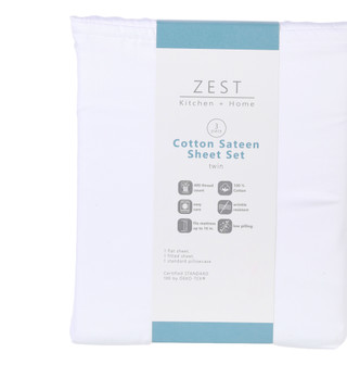 Thumbnail 3: Zest Kitchen + Home ZEST Kitchen + Home Cotton Sateen Sheet Set - Snow White 