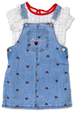 Thumbnail 1: Disney 2 Pc Baby Girls Denim Overall 