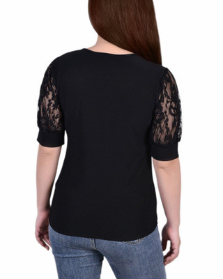 Thumbnail 2: NY COLLECTION NY Collection Womens Short Puff Sleeve Top 