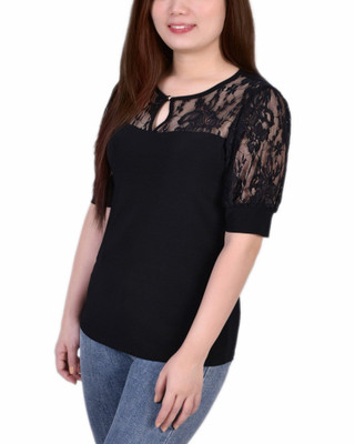 Thumbnail 3: NY COLLECTION NY Collection Womens Short Puff Sleeve Top 