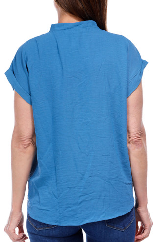 Thumbnail 2: Good Days Only Women's Solid Button Down Tie Front Top 