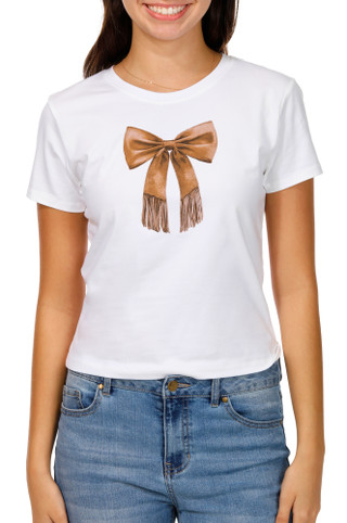 Thumbnail 1: Organic Generation Juniors Suede Bow Graphic Tee 