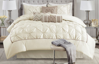 Thumbnail 7: Madison Park Madison Park Laurel Ivory 7-pc. Comforter Set 