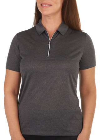 Thumbnail 1: Callaway Callaway Womens Solid 1/4 Zip Heather Short Sleeve Polo 