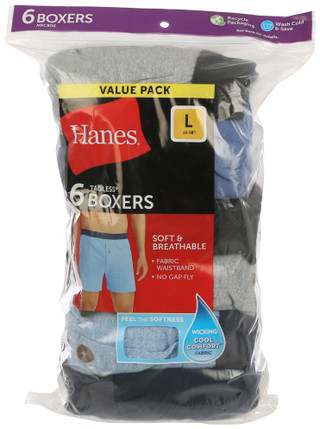 Thumbnail 3: Hanes Hanes Mens 6-Pk. Solid Tagless Comfort Flex Boxers 