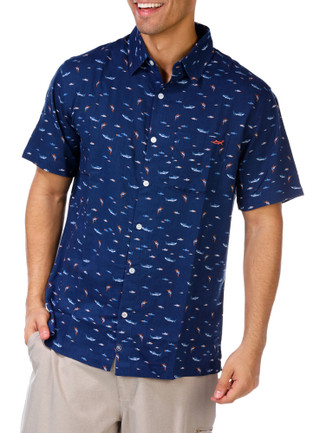 Thumbnail 1: Salt Life Men's Outdoor Shark Print Button Down Shirt 