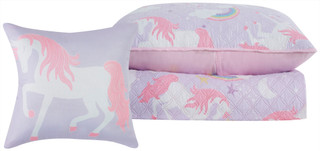 Thumbnail 9: My World My World Kids Rainbow Unicorn Quilt Set 