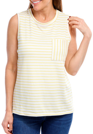 Thumbnail 1: NY COLLECTION Women's Sleeveless Stripe Print Top 