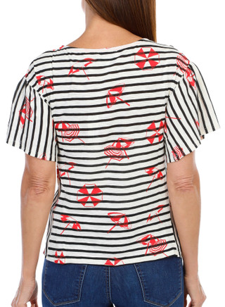 Thumbnail 2: Who wear what when where Women's Stripe Umbrella Printed Top 